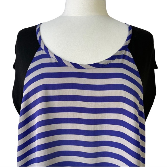 Michelle Mason Top from Barney's Striped Silk Flowy Hi-Low Tee Shirt Blouse M - Picture 8 of 12